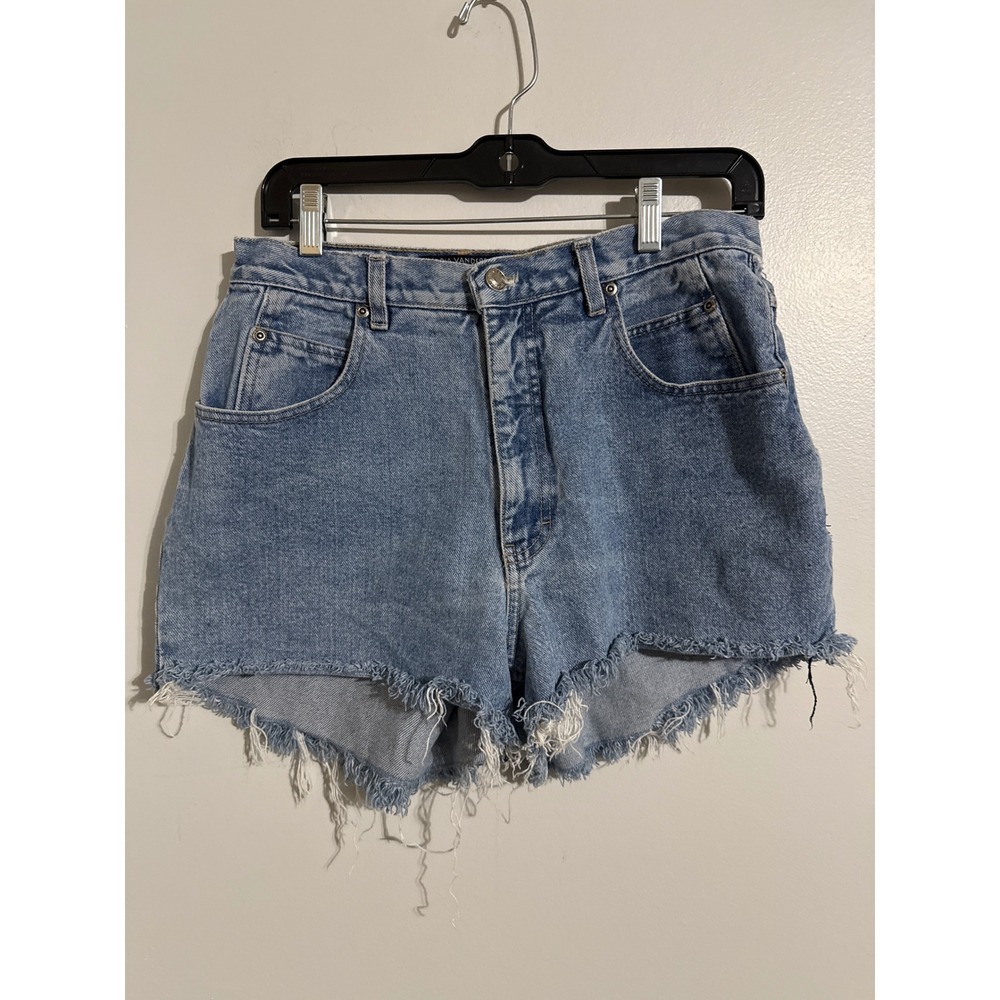 Gloria Vanderbilt Vintage High Waisted Denim Cut Off Shorts Light Wash Blue 12